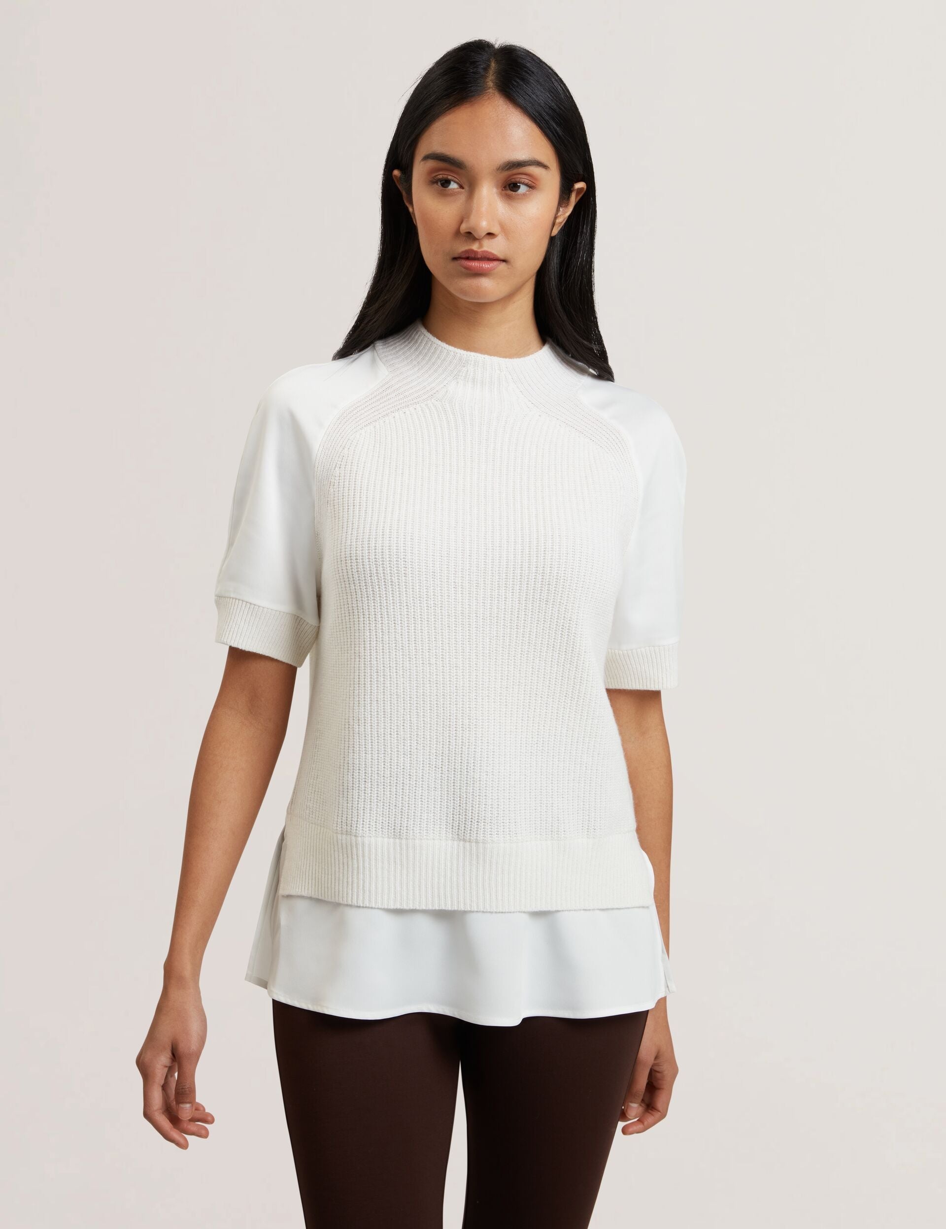 Ted Baker Onzaa Chunky Knit Short Sleeve Top With Shirt Hem Women's