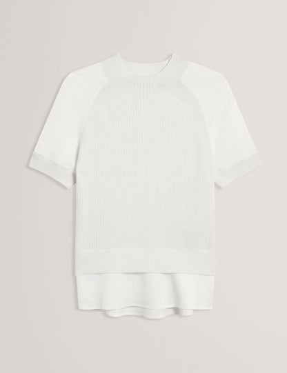 Ted Baker Onzaa Chunky Knit Short Sleeve Top With Shirt Hem Women's
