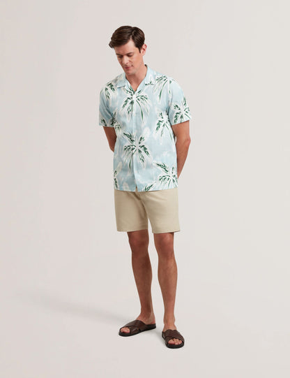 Ted Baker Boche Tropical Print Linen Blend Relaxed Shirt