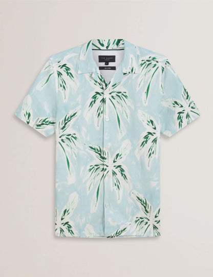 Ted Baker Boche Tropical Print Linen Blend Relaxed Shirt