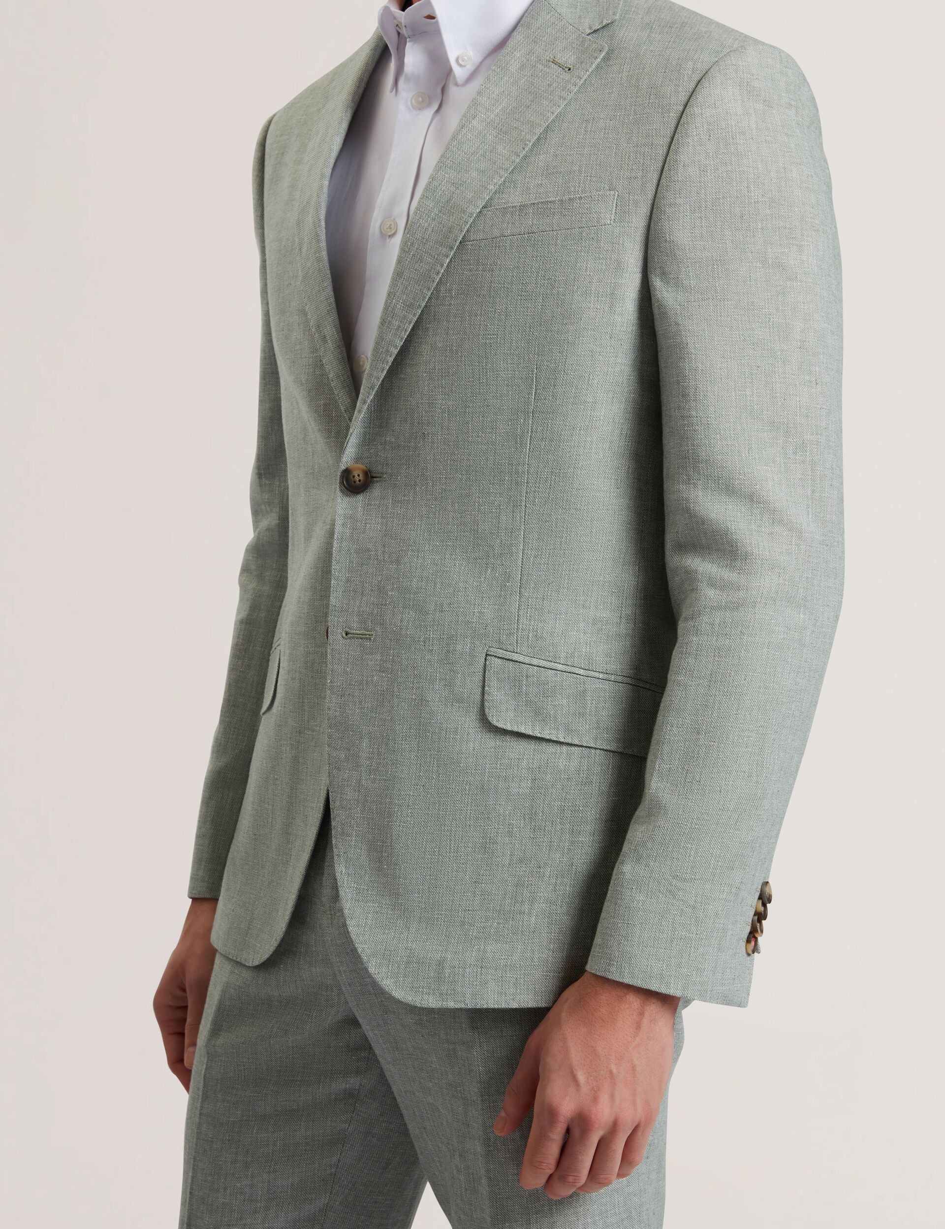 Ted Baker Kenleyj Green Linen Cotton Single Breasted Blazer
