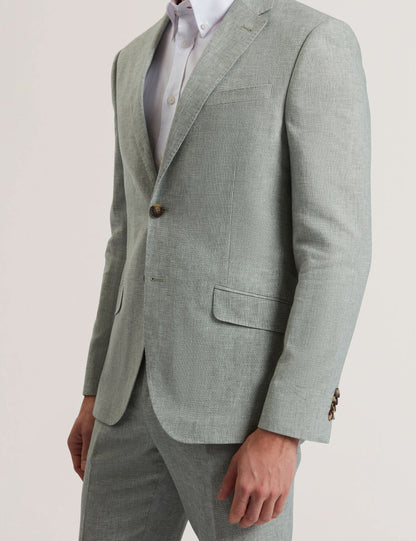 Ted Baker Kenleyj Green Linen Cotton Single Breasted Blazer