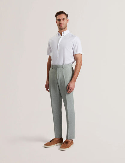 Ted Baker Kenleyt Green Linen Cotton Woven Smart Trousers