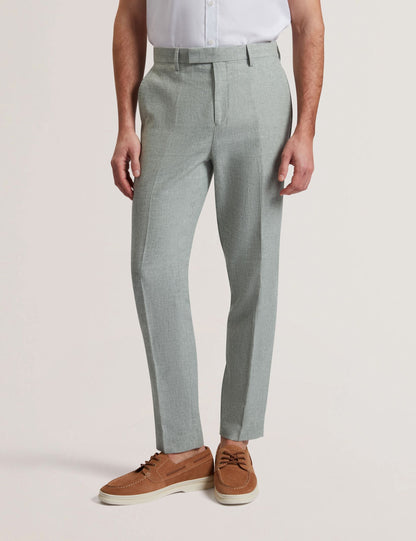 Ted Baker Kenleyt Green Linen Cotton Woven Smart Trousers