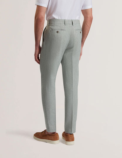 Ted Baker Kenleyt Green Linen Cotton Woven Smart Trousers