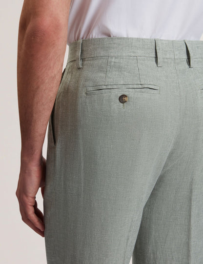 Ted Baker Kenleyt Green Linen Cotton Woven Smart Trousers