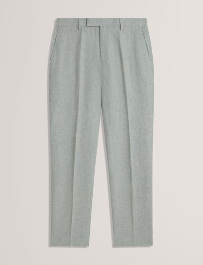 Ted Baker Kenleyt Green Linen Cotton Woven Smart Trousers