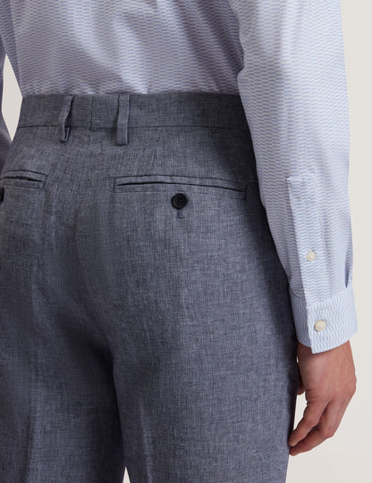 Ted Baker Kenleyt Navy Linen Cotton Woven Smart Trousers