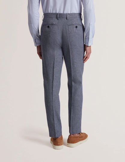 Ted Baker Kenleyt Navy Linen Cotton Woven Smart Trousers