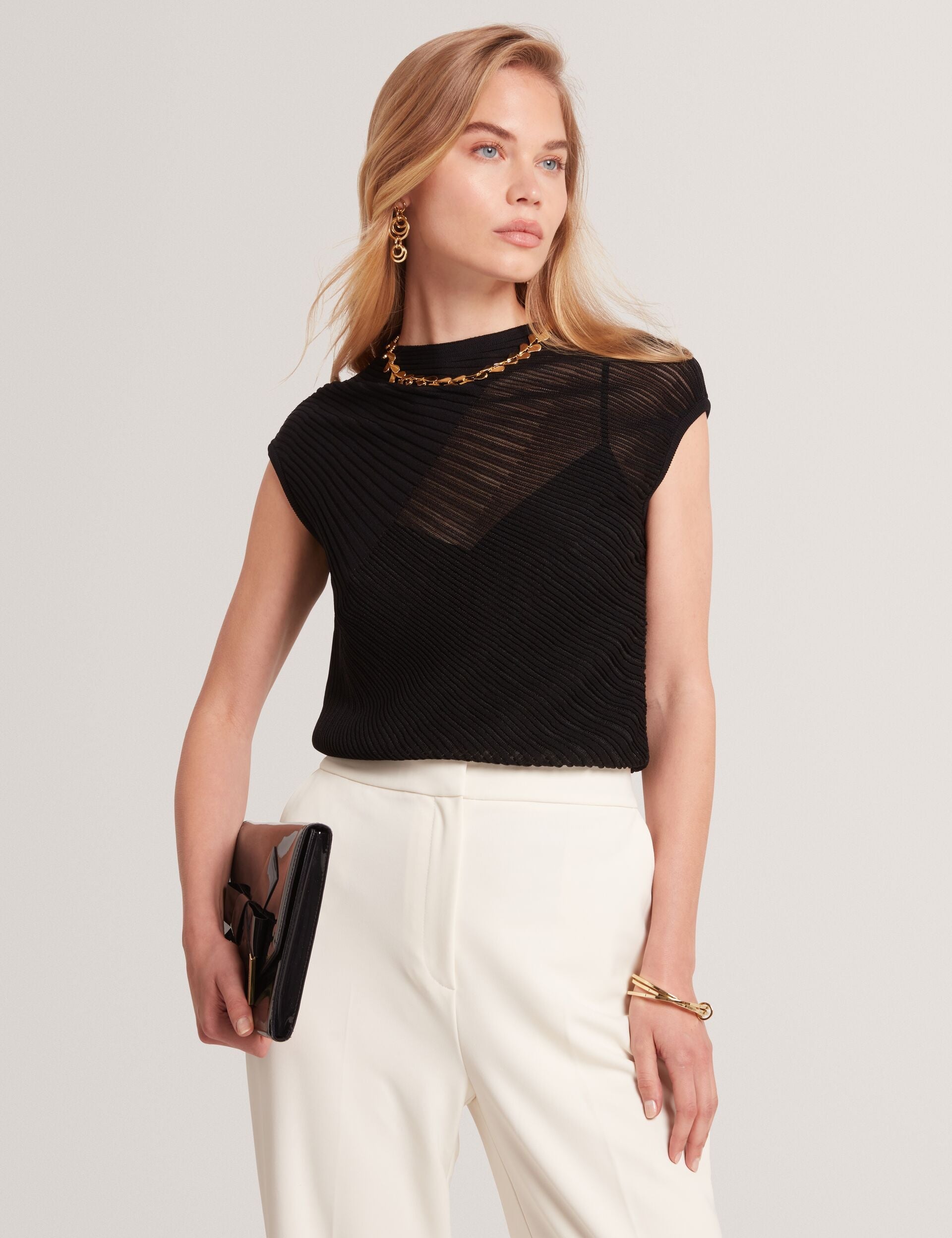 Ted Baker Layynii Sheer Detail Engineered Knit Top Women's