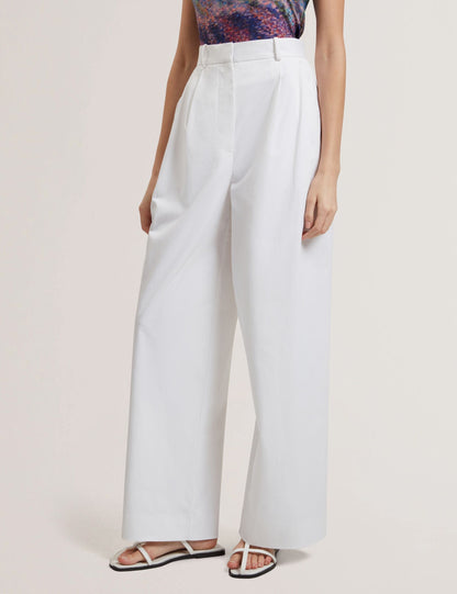 Ted Baker Zozia Cotton Pleated Front Wide Leg Trousers Women's