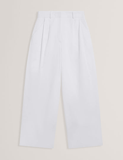 Ted Baker Zozia Cotton Pleated Front Wide Leg Trousers Women's