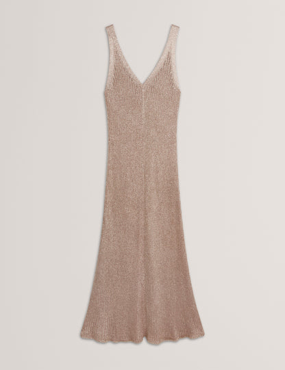 Ted Baker Alarnaa Metallic Knit Sleeveless Column Maxi Dress Women's