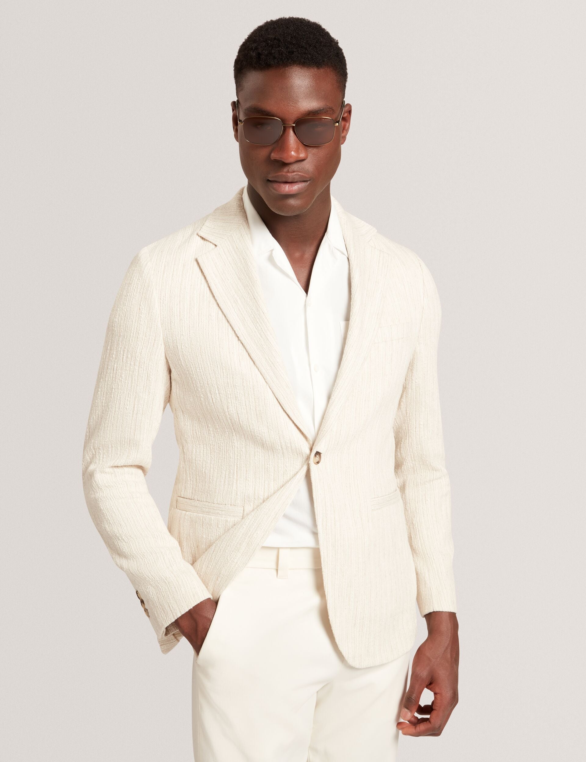 Ted Baker Rusticj Textured Boucle Cotton Blend Blazer