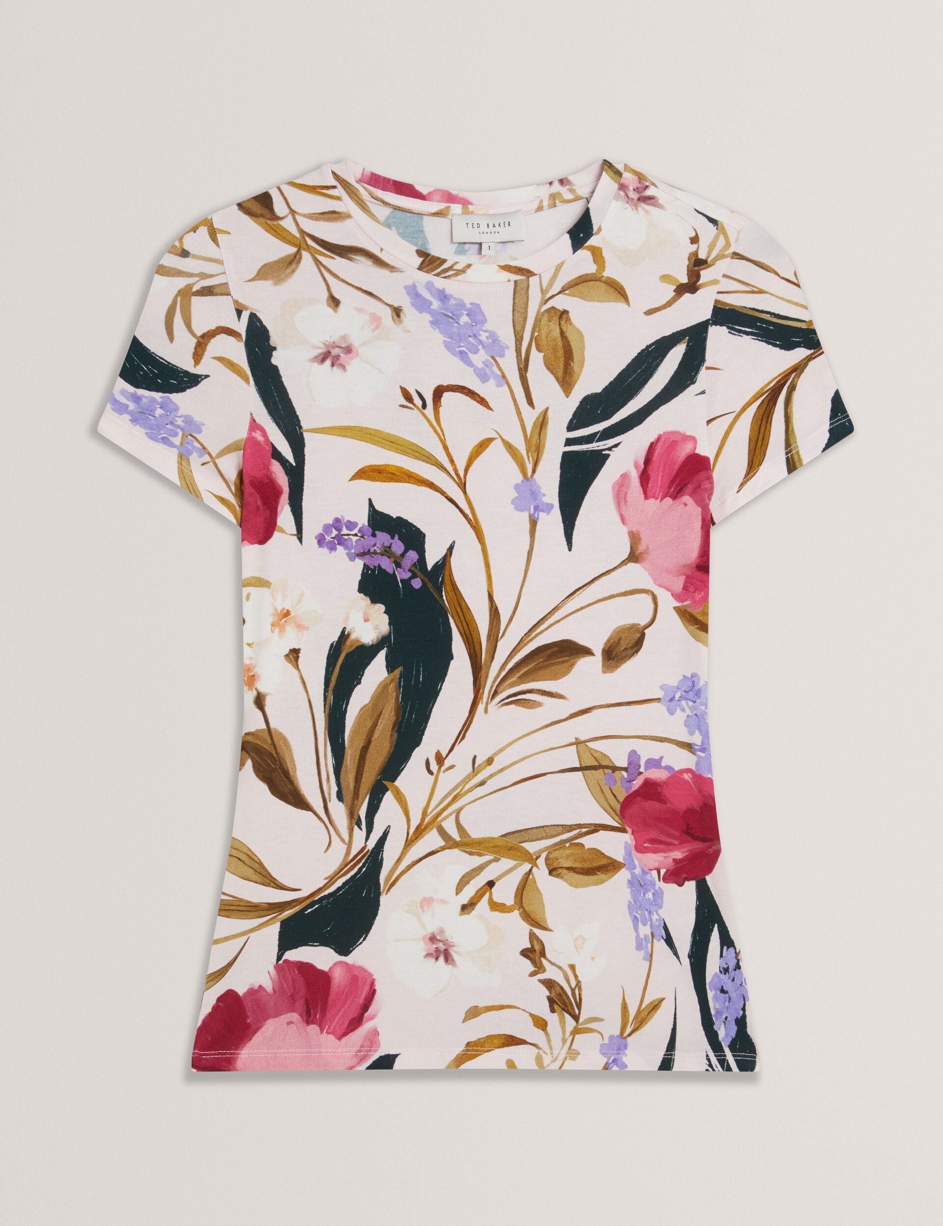 Ted Baker Belliea Painted Floral Print Slim Fit Tshirt Women's