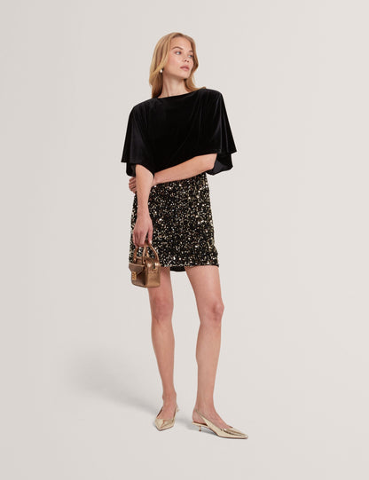 Ted Baker Kcatt Velvet Flutter Sleeve Cropped Top Women's