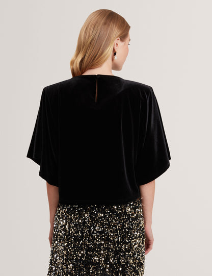 Ted Baker Kcatt Velvet Flutter Sleeve Cropped Top Women's