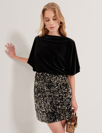 Ted Baker Kcatt Velvet Flutter Sleeve Cropped Top Women's