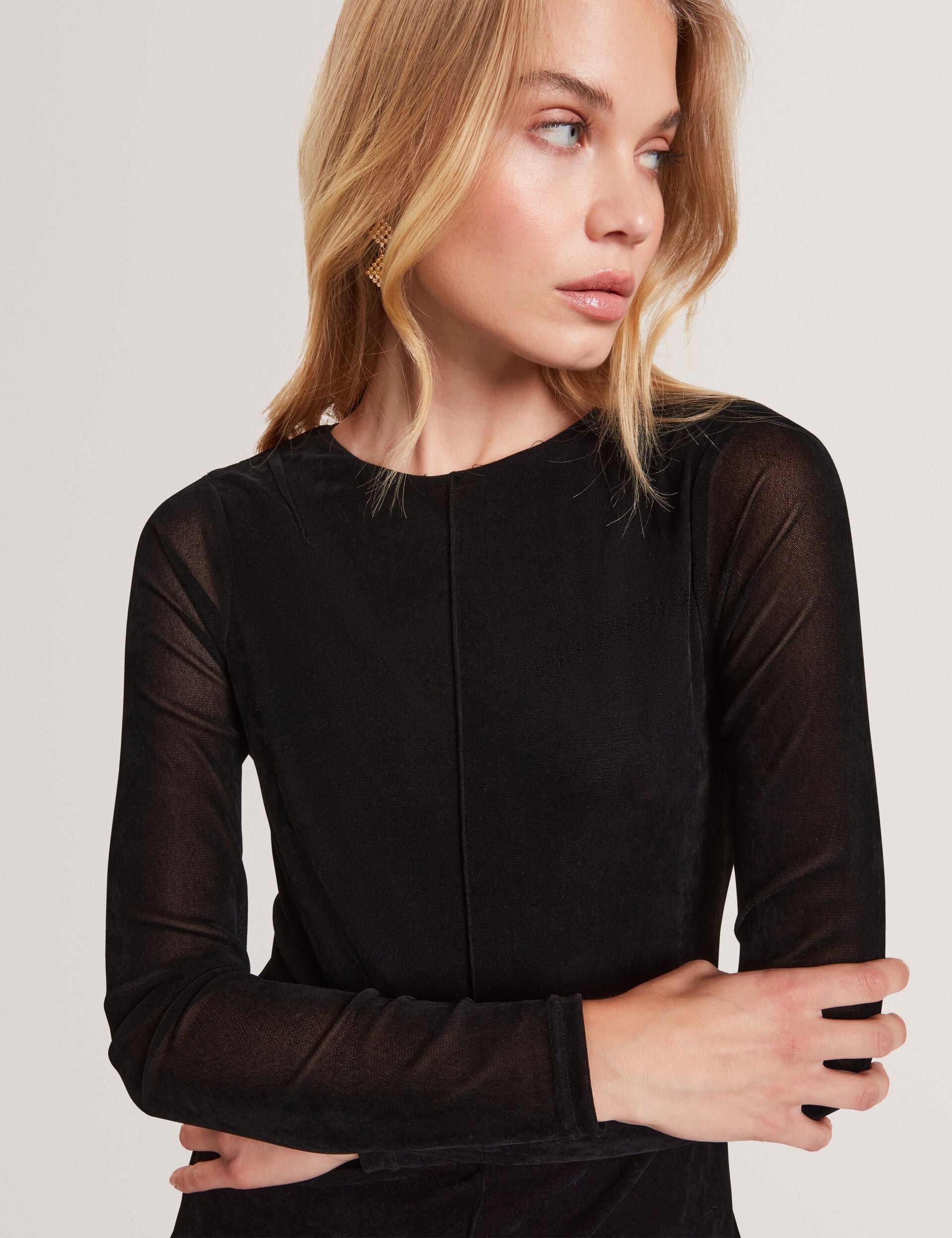 Ted Baker Sancie Velvet Mesh Fitted Long Sleeve Top Women's