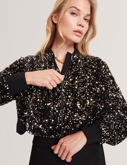 Ted Baker Shii Sequined Velvet Cropped Bomber Jacket Women's