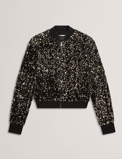 Ted Baker Shii Sequined Velvet Cropped Bomber Jacket Women's