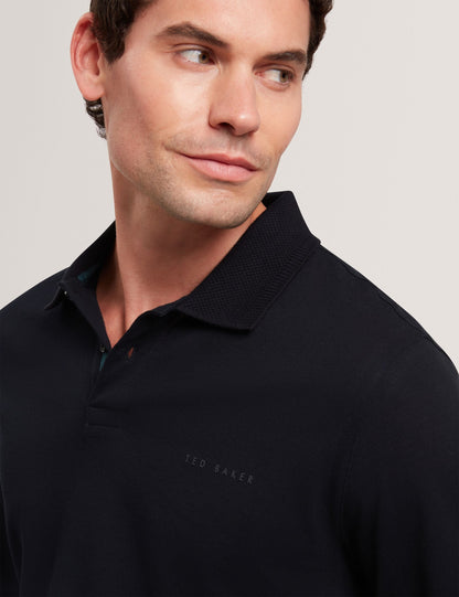 Ted Baker Woan Honeycomb Trim Pique Long Sleeve Polo