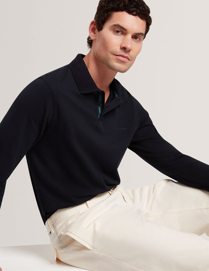 Ted Baker Woan Honeycomb Trim Pique Long Sleeve Polo