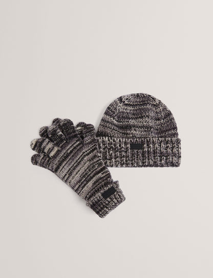 Ted Baker Scoty Marled Knit Beanie Hat Gloves Set