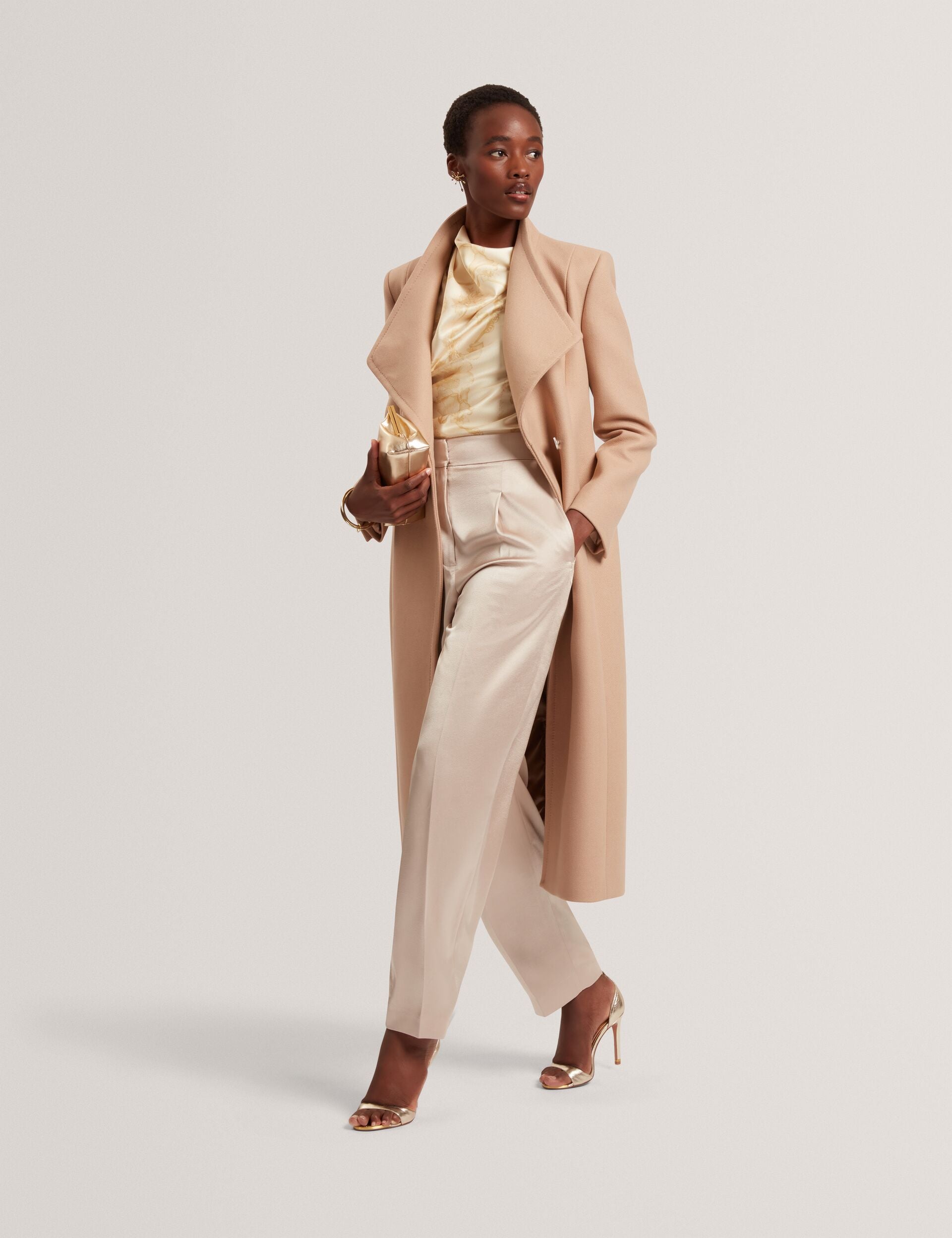 Ted Baker Mindee Wool Rich Hourglass Longline Wrap Coat Women's