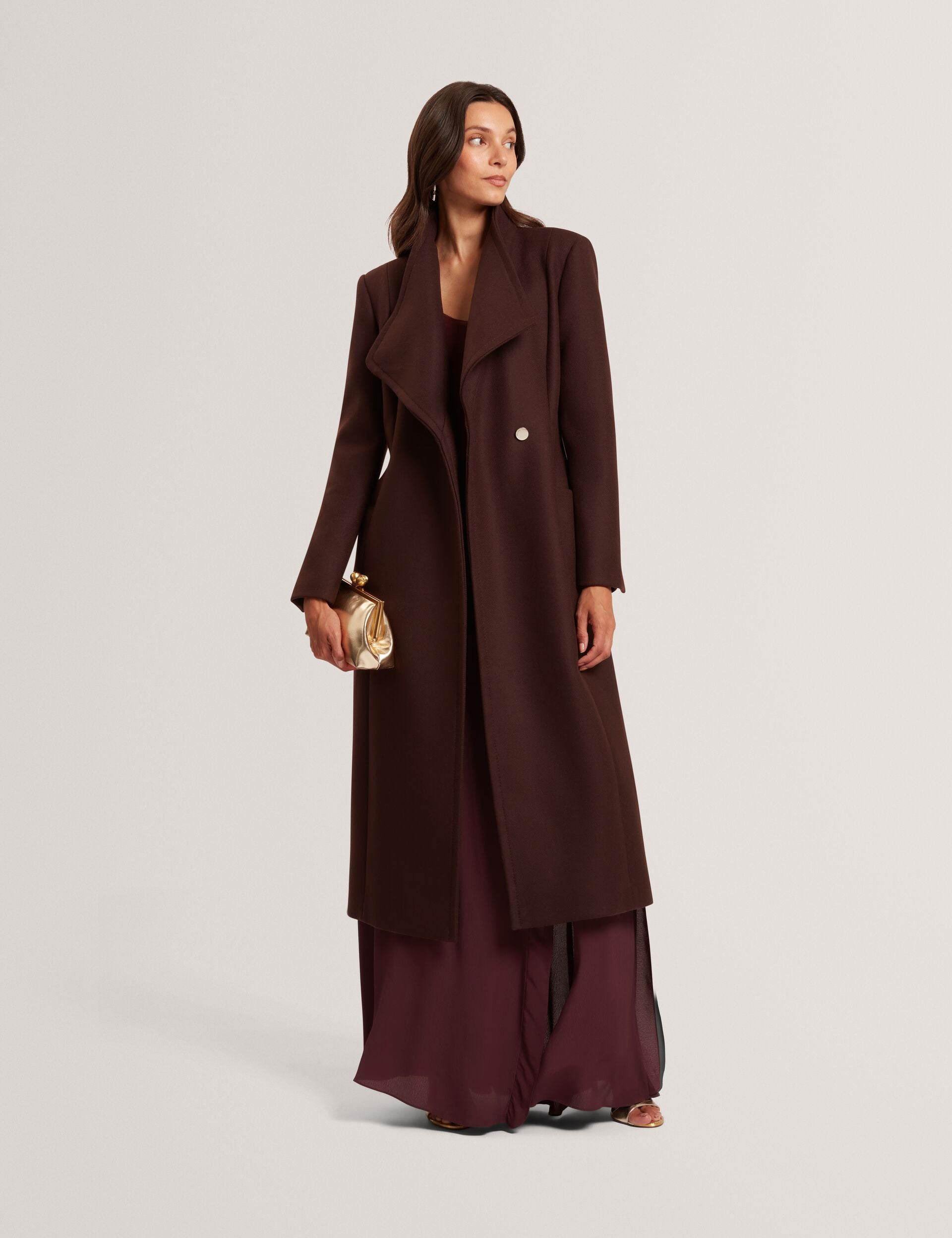 Ted Baker Mindee Wool Rich Hourglass Longline Wrap Coat Women's
