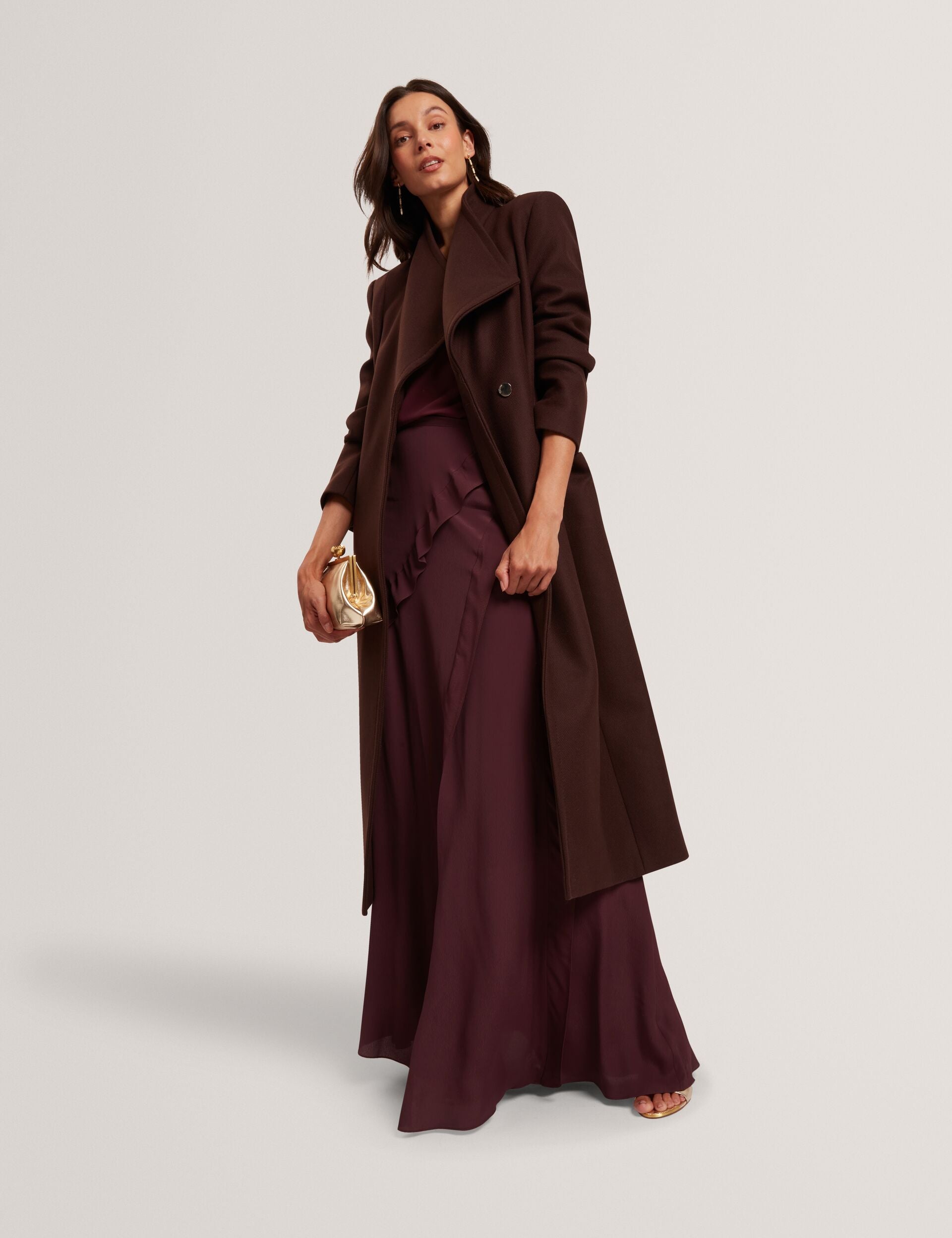 Ted Baker Mindee Wool Rich Hourglass Longline Wrap Coat Women's