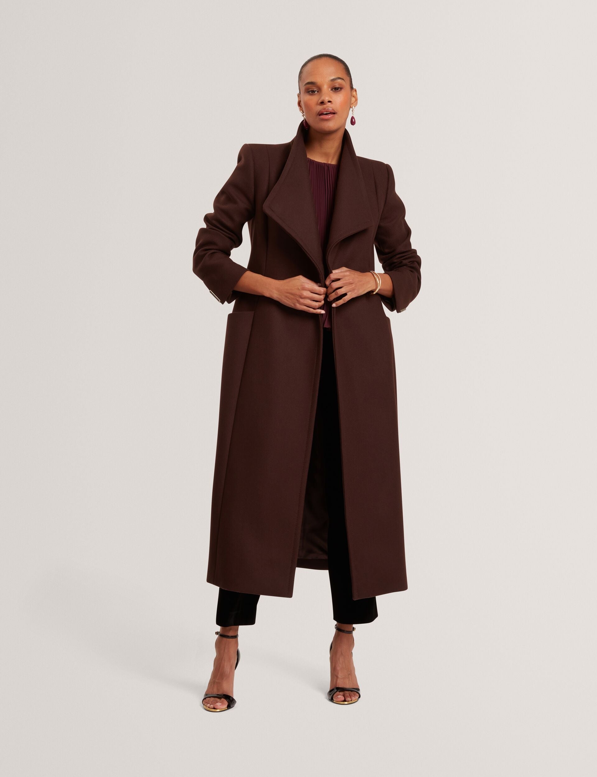 Ted Baker Mindee Wool Rich Hourglass Longline Wrap Coat Women's