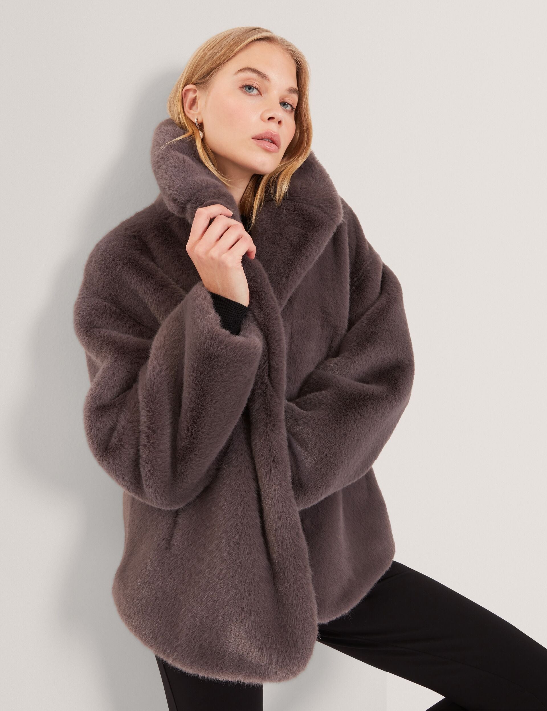Ted Baker Fiela Faux Fur Oversized Short Coat Women's