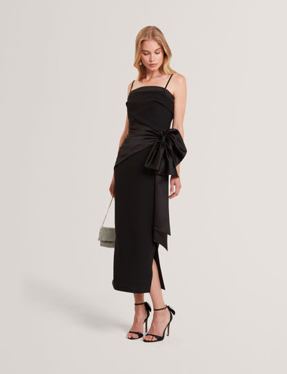 Ted Baker Xenid Satin Bow Sash Sleeveless Midi Dress Women's