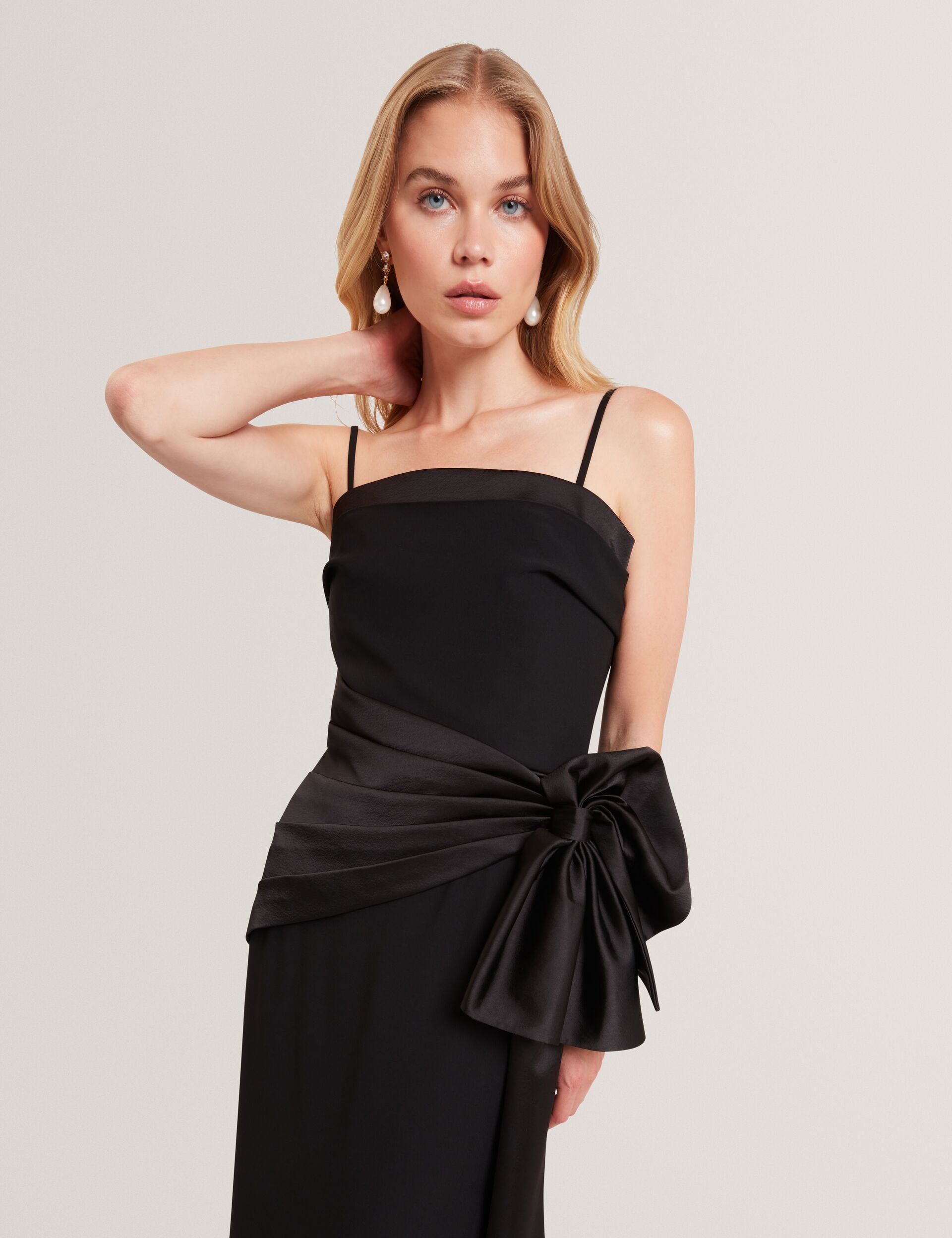Ted Baker Xenid Satin Bow Sash Sleeveless Midi Dress Women's