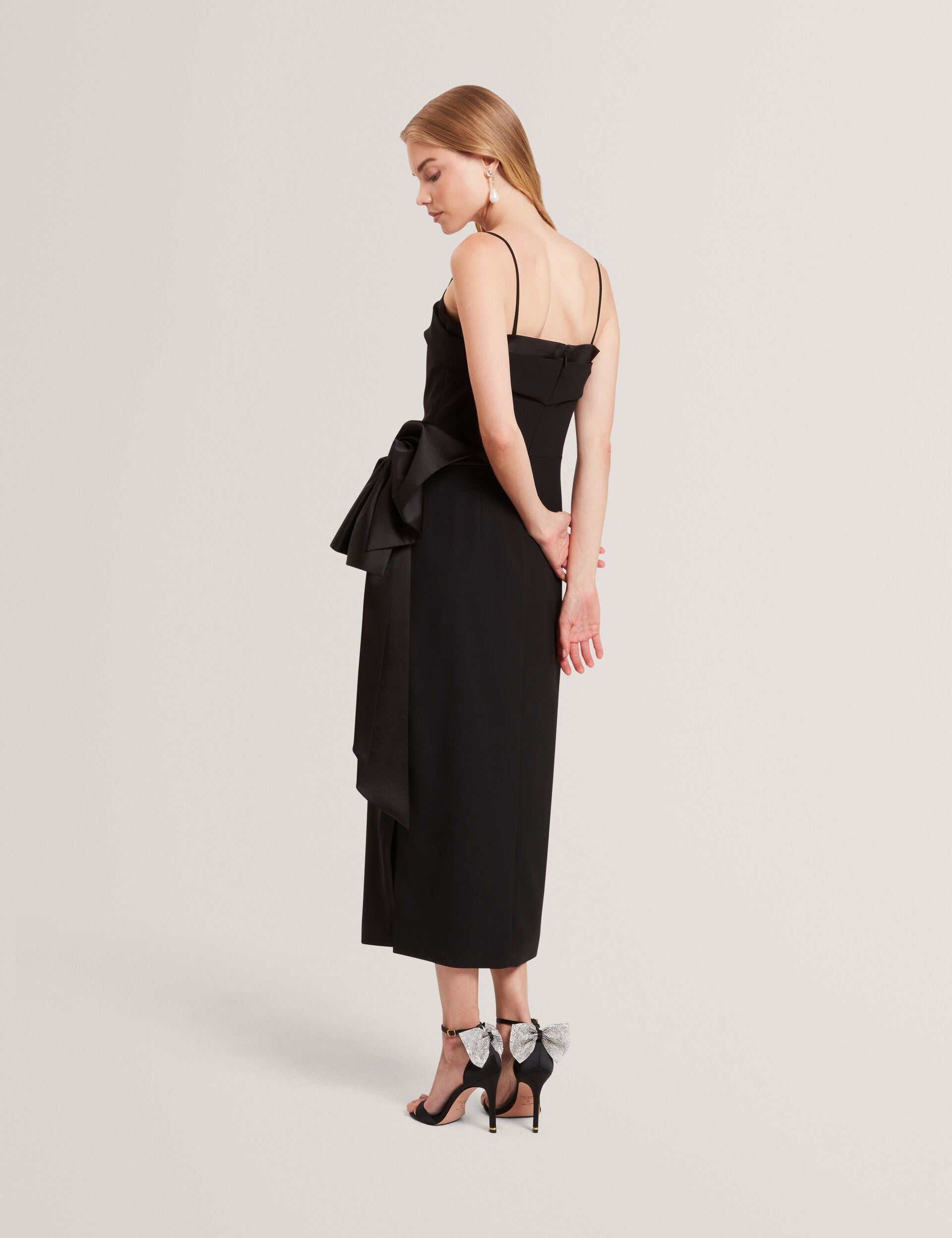 Ted Baker Xenid Satin Bow Sash Sleeveless Midi Dress Women's