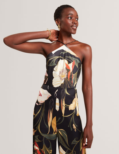 Ted Baker Vehra Nouveau Print Halterneck Wide Leg Jumpsuit Women's
