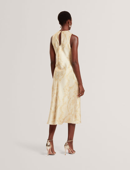 Ted Baker Meloda Lace Print Cowl Neck Satin Midi Dress Women's