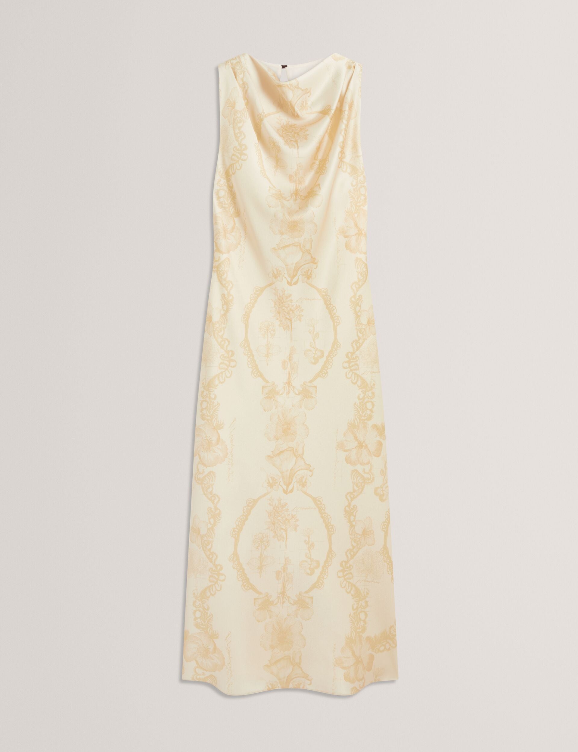 Ted Baker Meloda Lace Print Cowl Neck Satin Midi Dress Women's