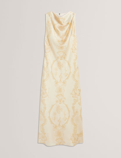 Ted Baker Meloda Lace Print Cowl Neck Satin Midi Dress Women's
