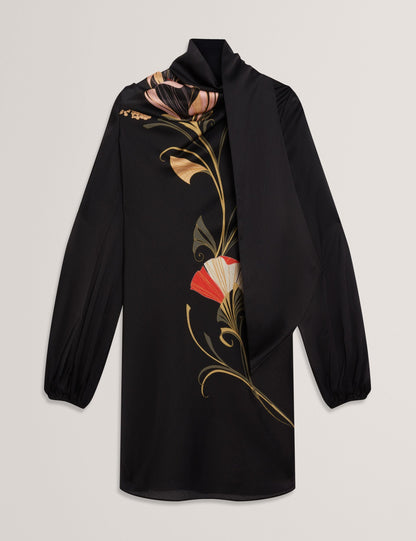 Ted Baker Molma Nouveau Print Tie Neck Long Sleeve Mini Dress Women's