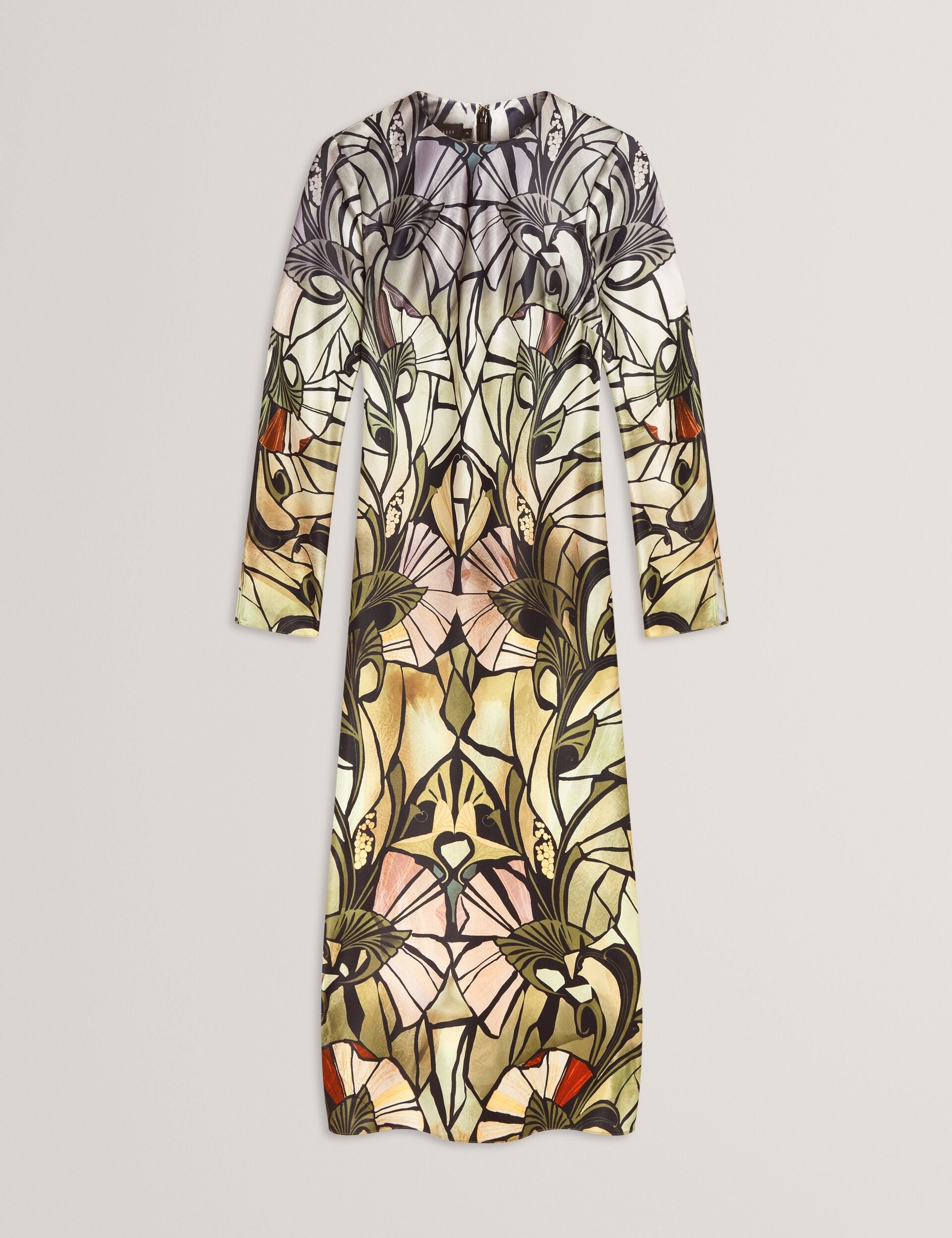 Ted Baker Zellie Mirrored Print Long Sleeve Satin Midi Dress Women's Kicks Machine Ted Baker Zellie Mirrored Print Long Sleeve Satin Midi Dress Women's Kicks Machine