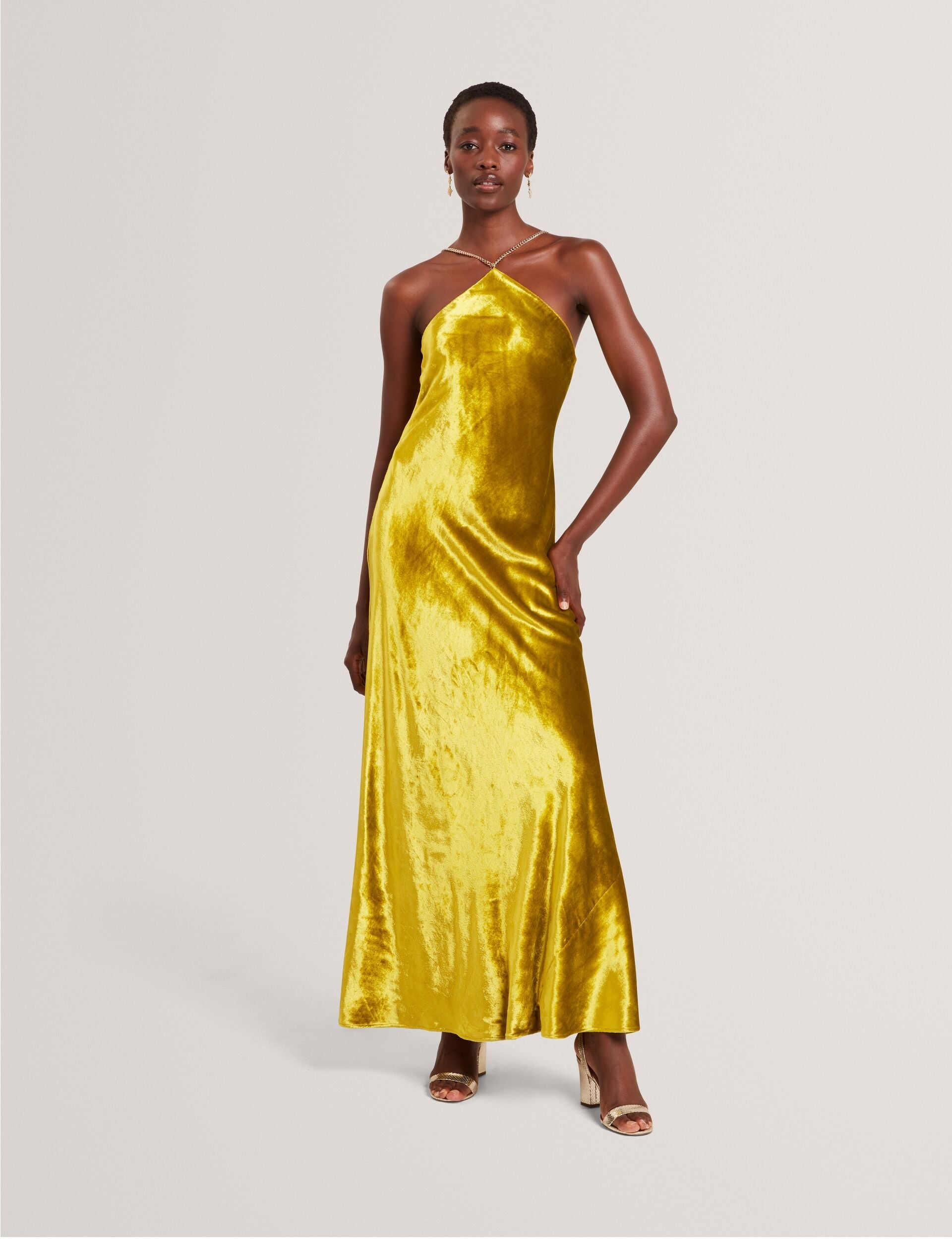 Ted Baker Jordya Velvet Halterneck Column Maxi Dress Women's