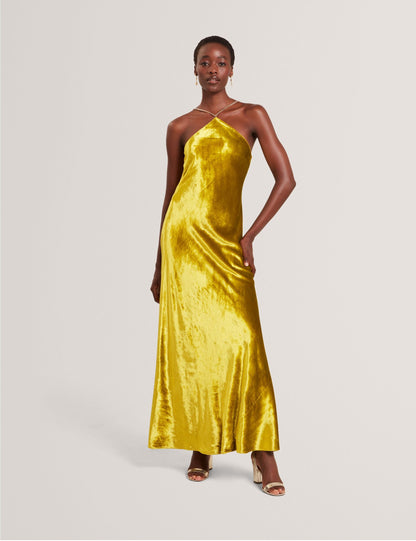 Ted Baker Jordya Velvet Halterneck Column Maxi Dress Women's