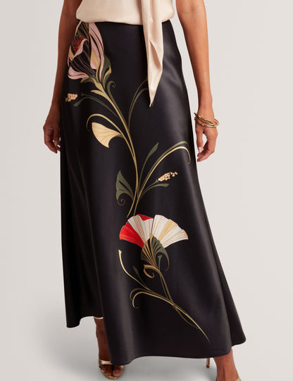 Ted Baker Salira Floral Graphic Satin Bias Maxi Skirt Women's