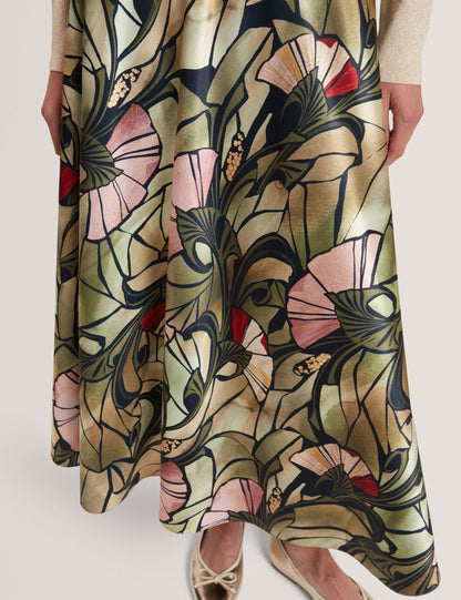 Ted Baker Alhie Mirrored Print Satin Midi Full Skirt Women's