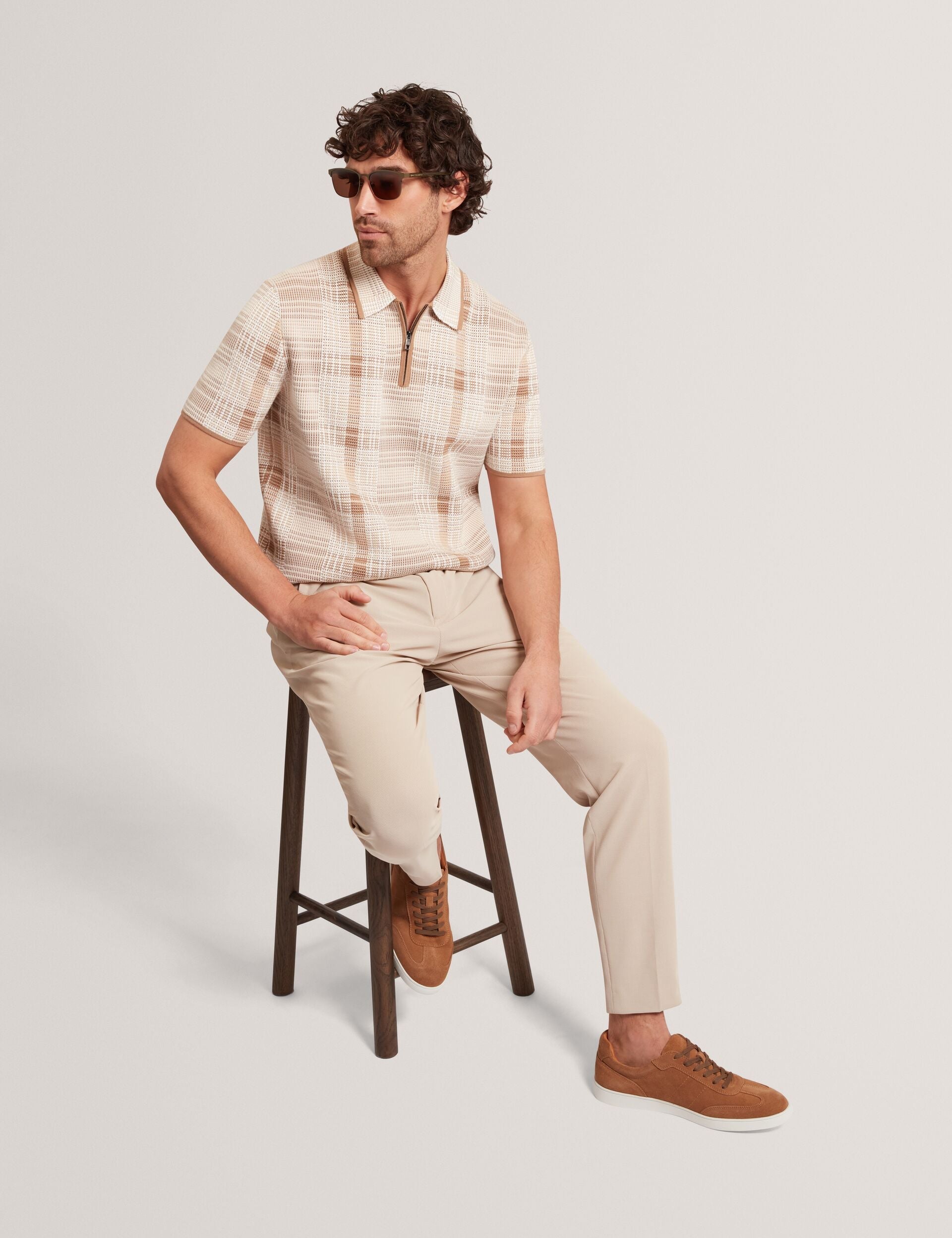 Ted Baker Cialdat Waffle Texture Tapered Leg Trousers