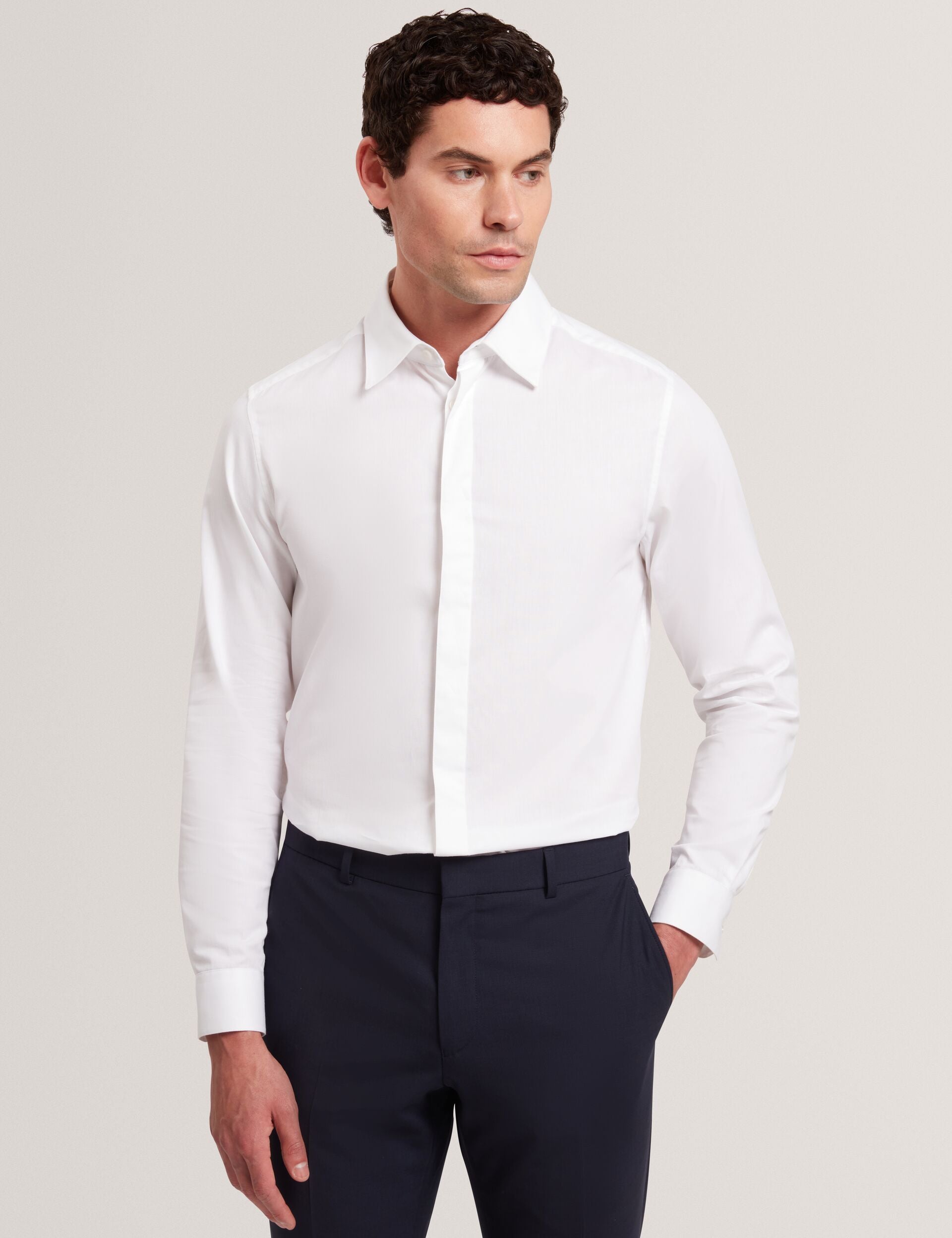 Ted Baker Tibor Covered Placket Long Sleeve Cotton Shirt