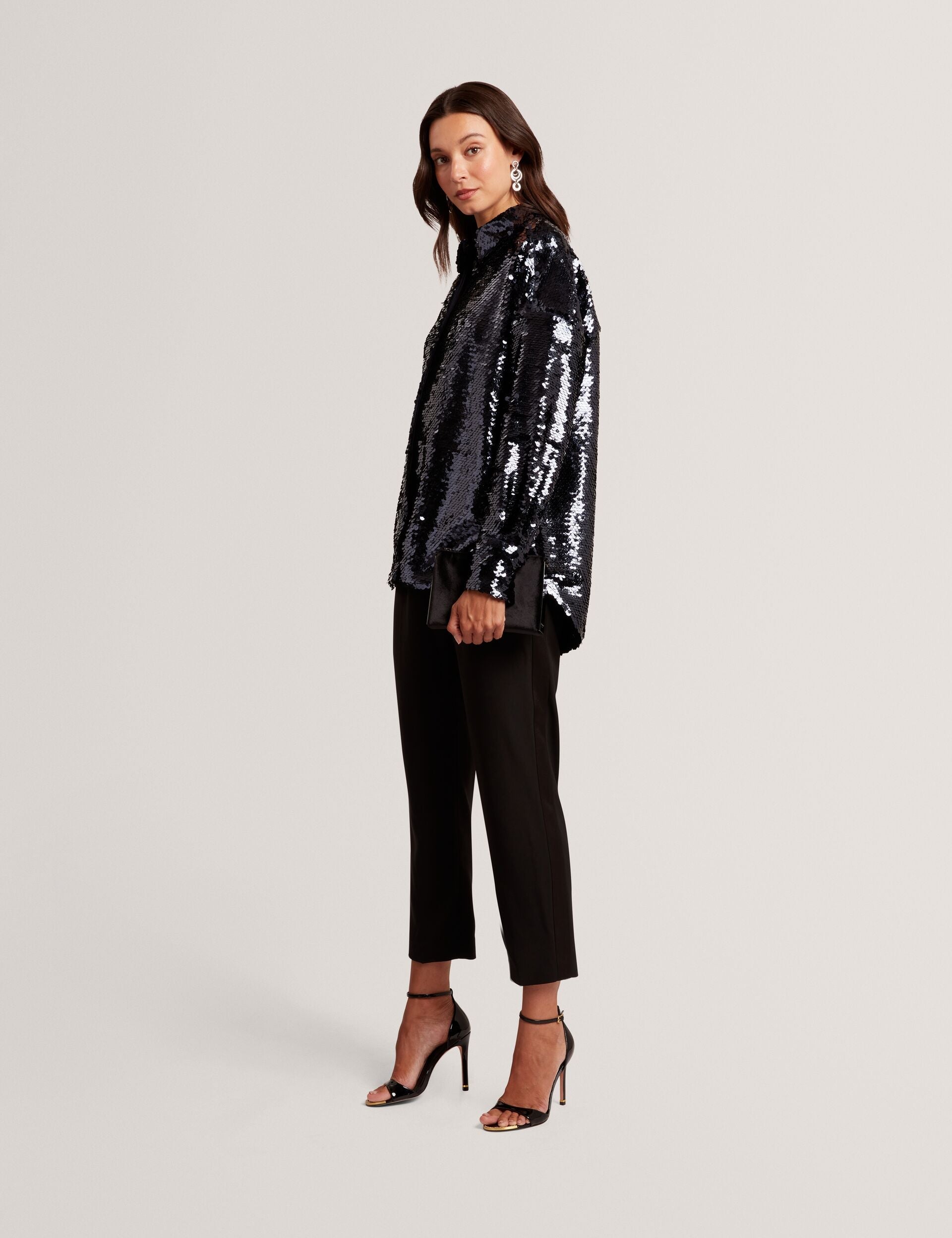 Ted Baker Jesia Sequined Oversized Longline Shirt Women's