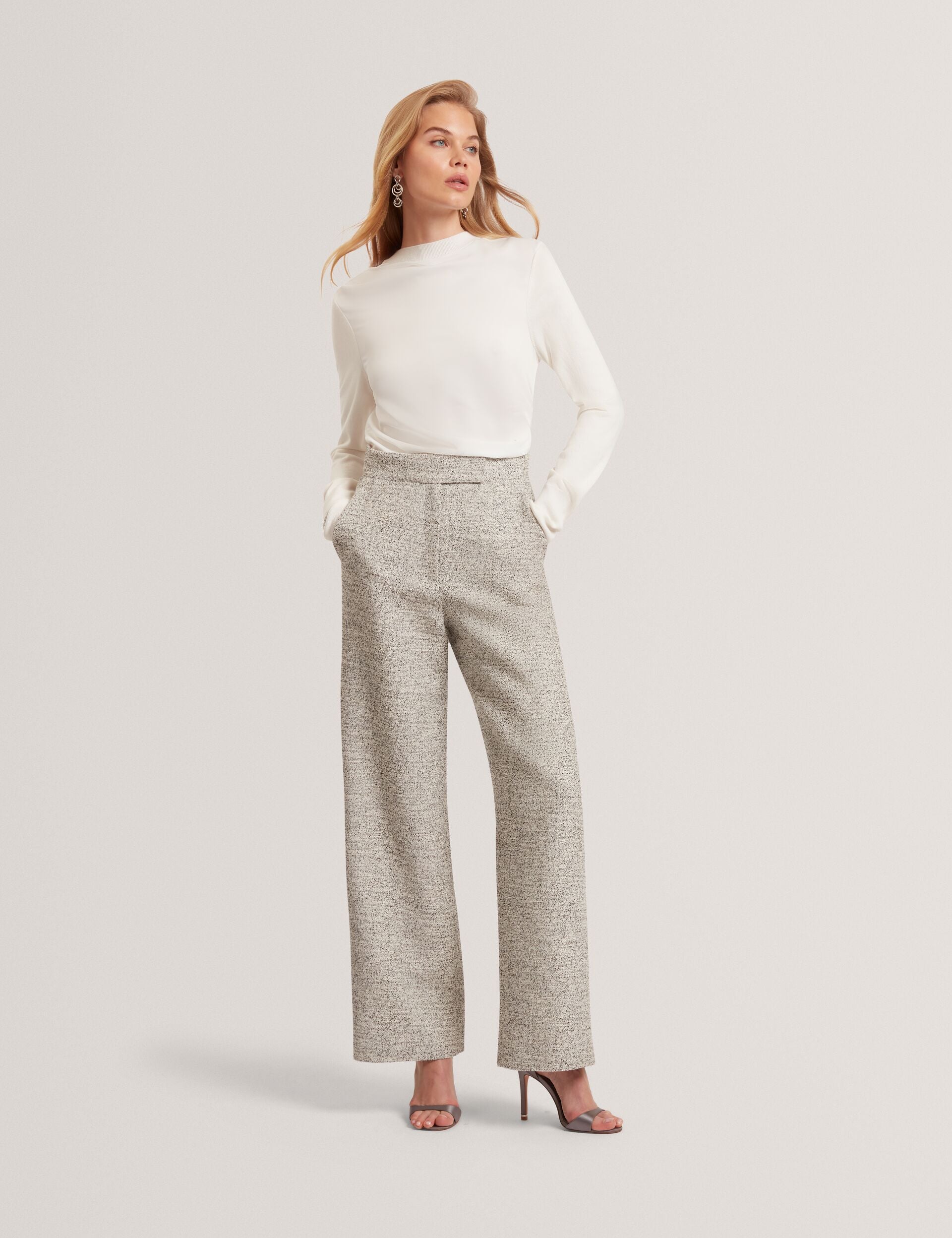 Ted Baker Leslay Draped Satin Front Fine Knit Top Women's